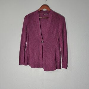 Nic+Zoe Womens Single Button Cardigan Purple Long Sleeves  Size PS